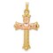 14K Two Tone Gold Claddagh Cross Pendant Charm Jewelry 34mm 34mm x 18mm